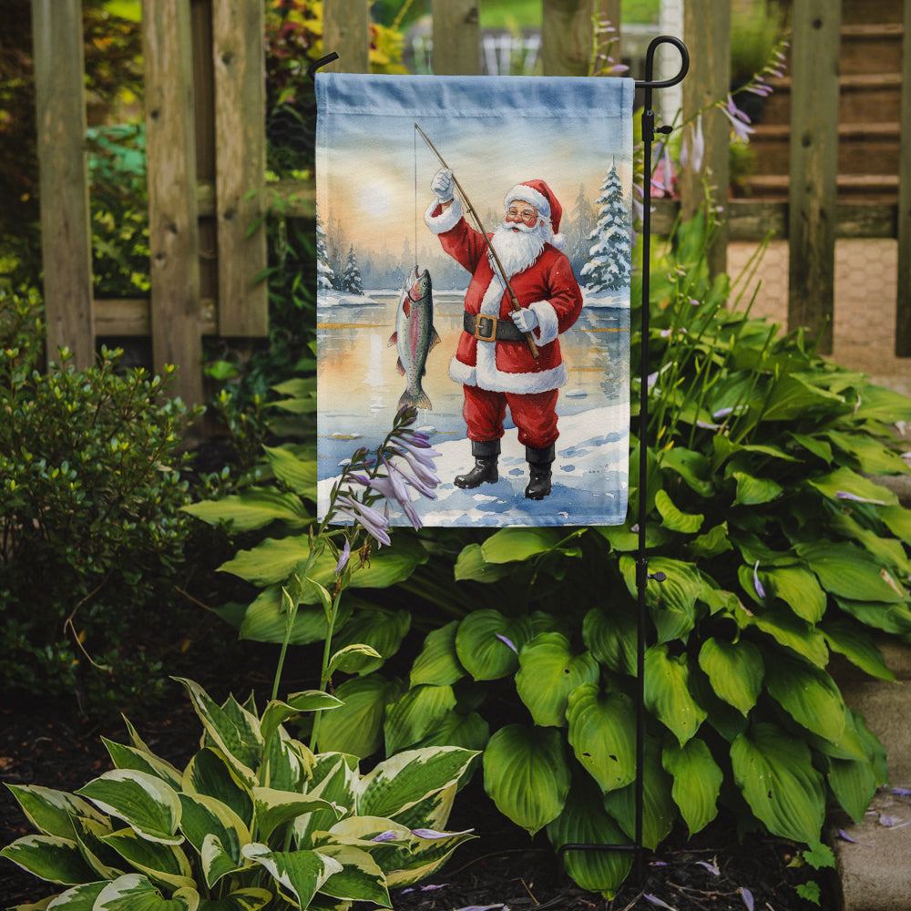 Fishing Santa Claus with Rainbow Trout Christmas Garden Flag Mailbox Decorative Yard Banner Outside Patio Artwork for Flower Beds, Garden Size, Multicolor
