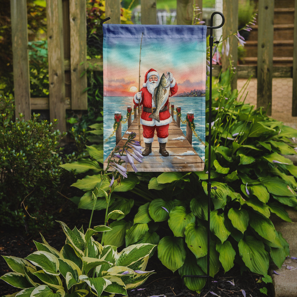 Fishing Santa Claus with Speckled Trout Christmas Garden Flag Mailbox Decorative Yard Banner Outside Patio Artwork for Flower Beds, Garden Size, Multicolor
