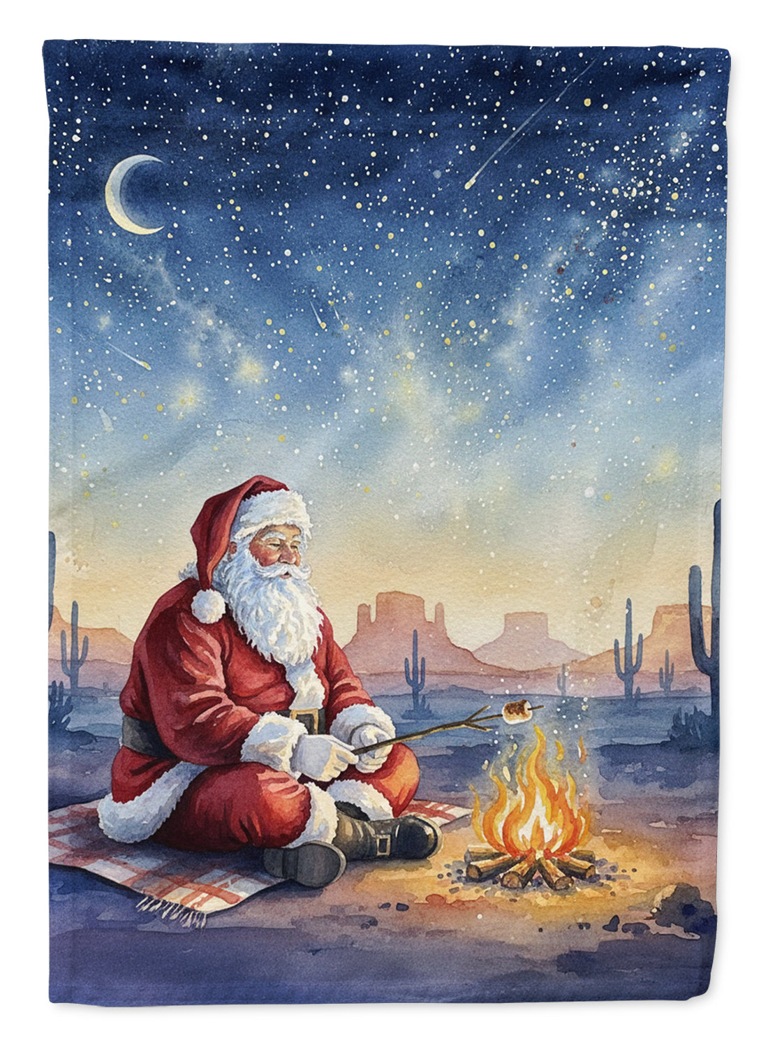 Santa Claus by the Campfire Christmas House Flag 28x40 Porch Sleeve Pole Decorative Outside Yard Banner Artwork Wall Hanging, Polyester