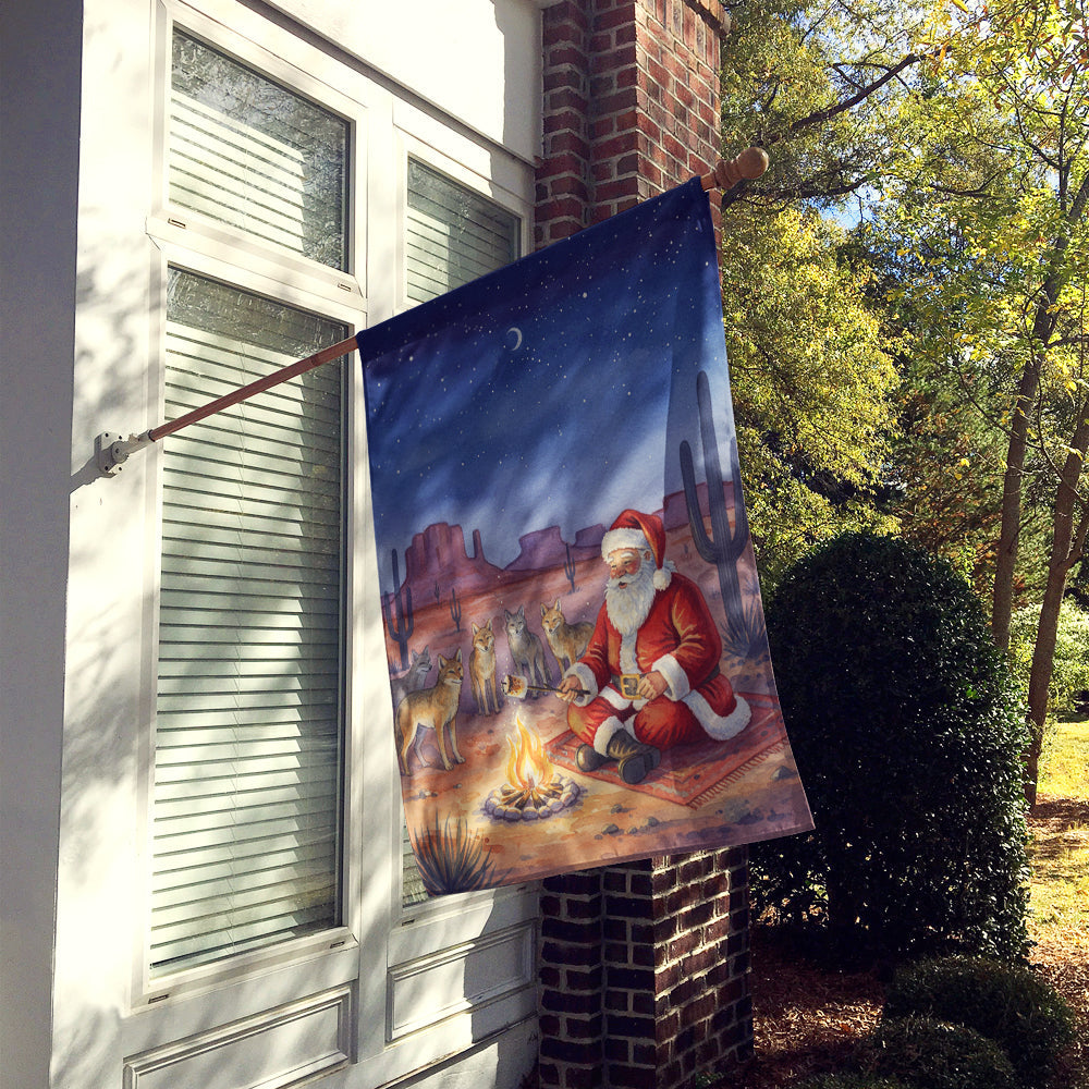 Santa Claus by the Campfire Under the Stars Christmas House Flag 28x40 Porch Sleeve Pole Decorative Outside Yard Banner Artwork Wall Hanging, Polyester
