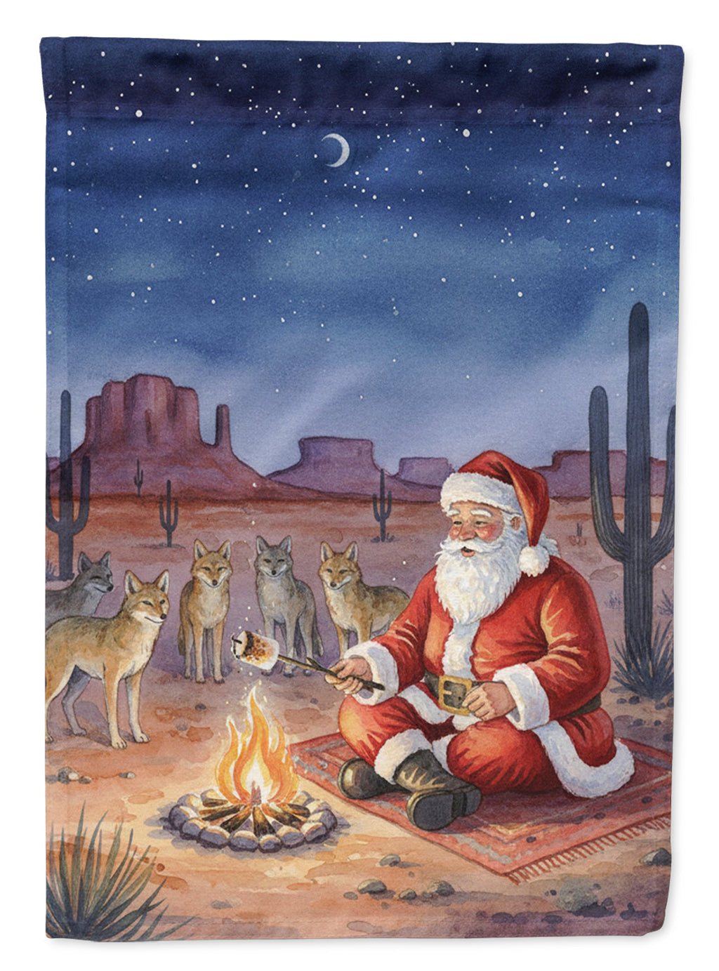 Santa Claus by the Campfire Under the Stars Christmas Garden Flag Mailbox Decorative Yard Banner Outside Patio Artwork for Flower Beds, Garden Size, Multicolor