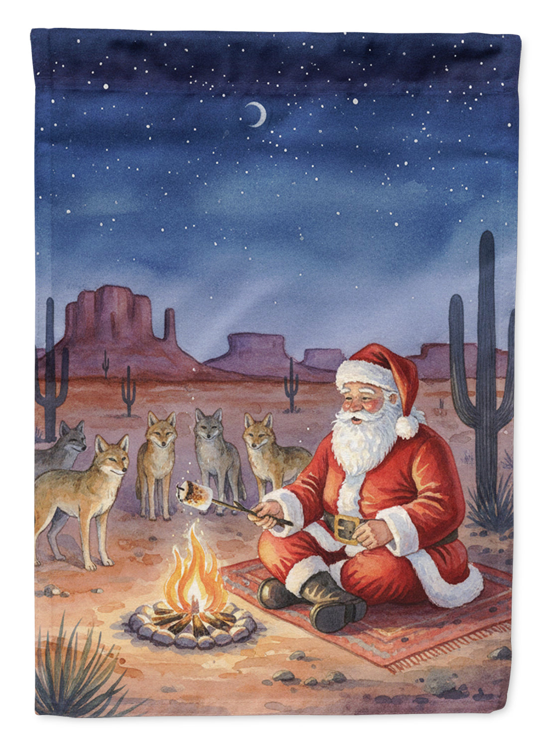 Santa Claus by the Campfire Under the Stars Christmas Garden Flag Mailbox Decorative Yard Banner Outside Patio Artwork for Flower Beds, Garden Size, Multicolor