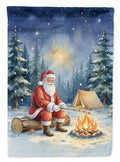 Santa Claus Camping by the Fire Christmas House Flag 28x40 Porch Sleeve Pole Decorative Outside Yard Banner Artwork Wall Hanging, Polyester