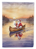 Santa Claus Canoeing at Sunset Christmas House Flag 28x40 Porch Sleeve Pole Decorative Outside Yard Banner Artwork Wall Hanging, Polyester