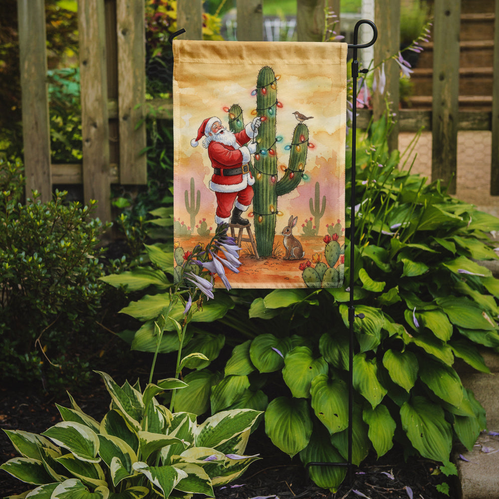 Santa Claus Decorating a Cactus Christmas Garden Flag Mailbox Decorative Yard Banner Outside Patio Artwork for Flower Beds, Garden Size, Multicolor