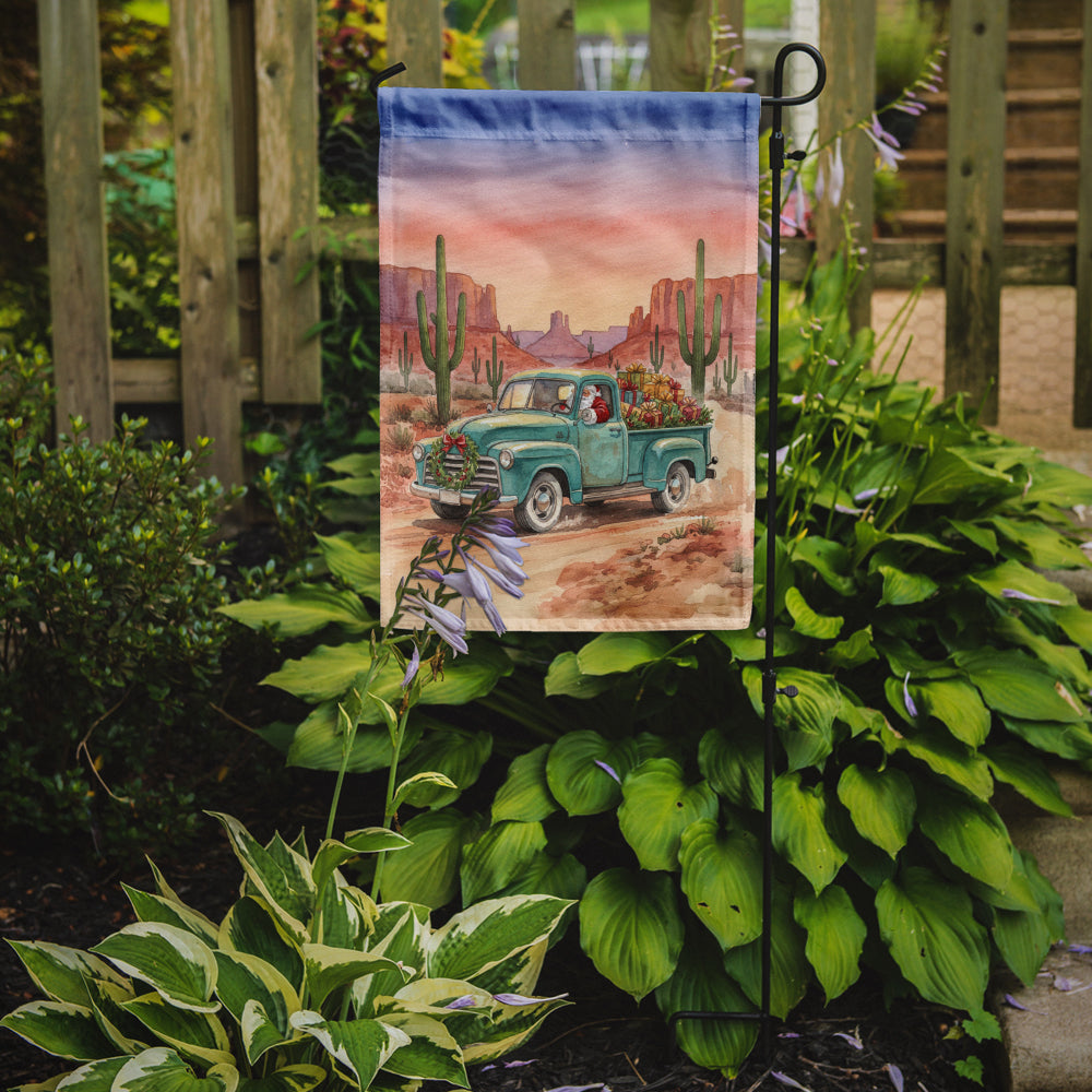 Santa Claus Delivering Gifts in an Old Pickup Christmas Garden Flag Mailbox Decorative Yard Banner Outside Patio Artwork for Flower Beds, Garden Size, Multicolor