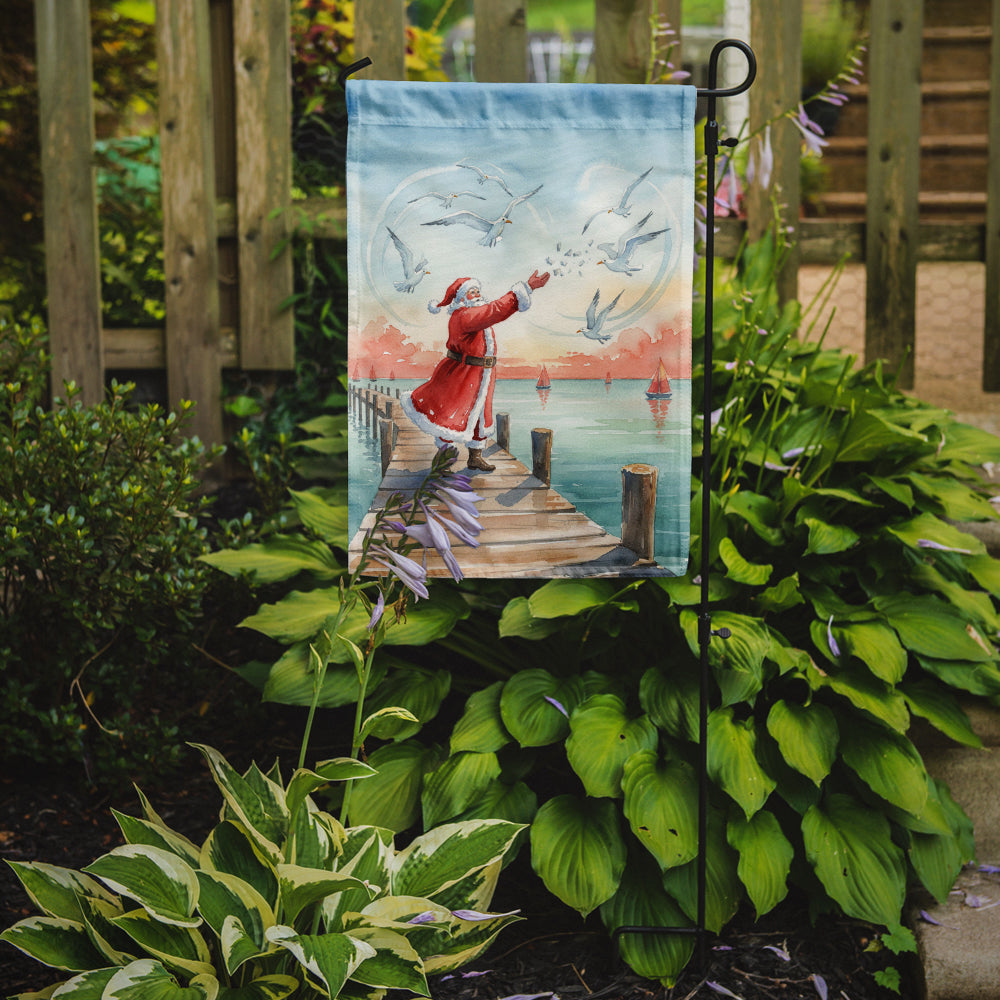 Santa Claus Feeding the Seagulls Christmas Garden Flag Mailbox Decorative Yard Banner Outside Patio Artwork for Flower Beds, Garden Size, Multicolor