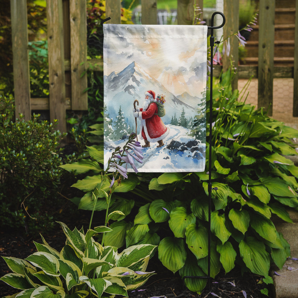 Santa Claus Hiking in the Mountains Christmas Garden Flag Mailbox Decorative Yard Banner Outside Patio Artwork for Flower Beds, Garden Size, Multicolor