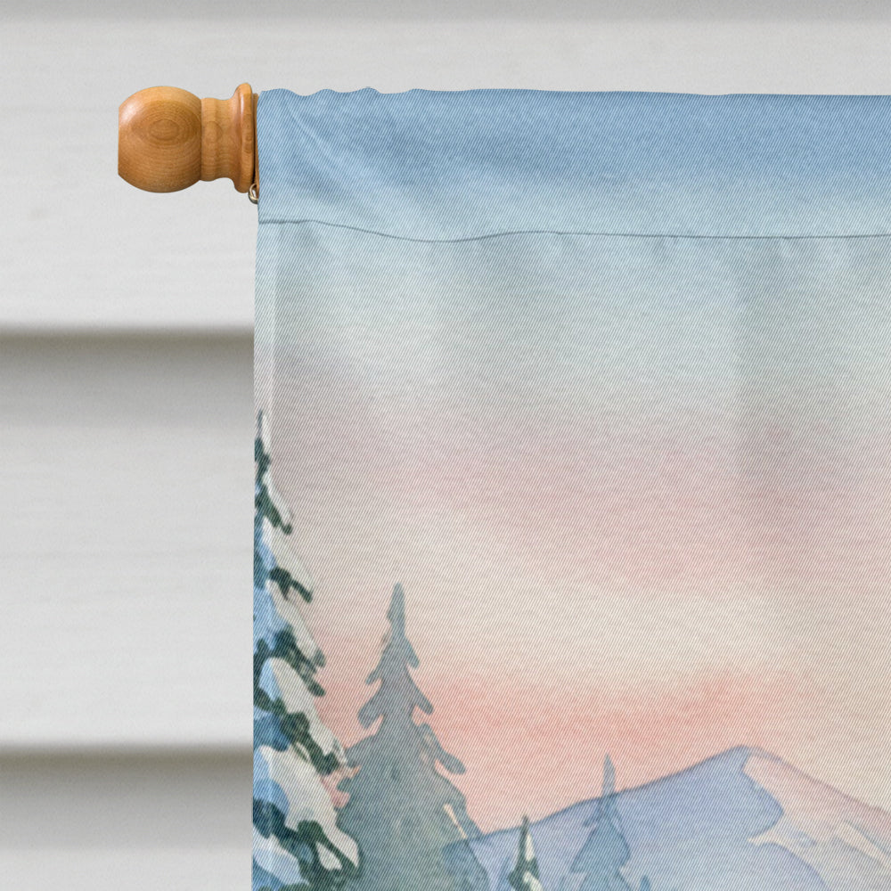 Santa Claus Ice Fishing on the Lake Christmas House Flag 28x40 Porch Sleeve Pole Decorative Outside Yard Banner Artwork Wall Hanging, Polyester
