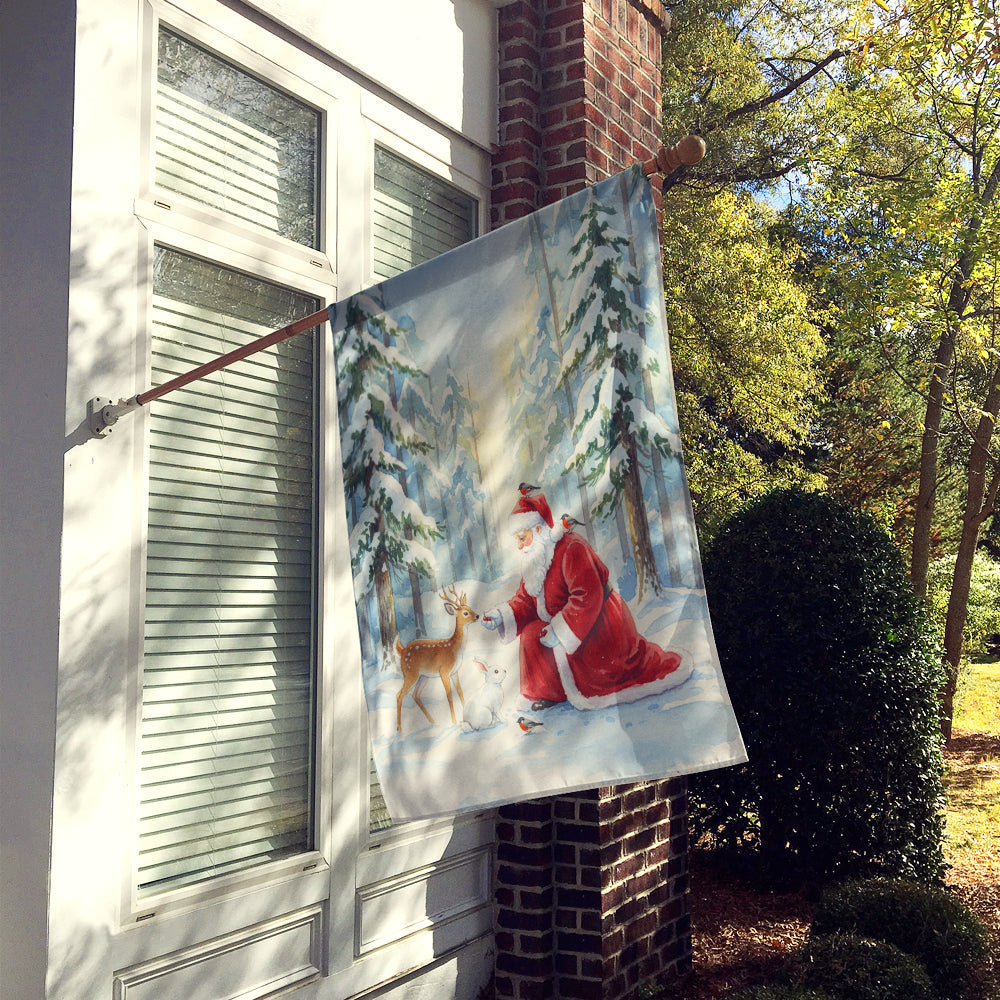 Santa Claus in the Forest with Wildlife Christmas House Flag 28x40 Porch Sleeve Pole Decorative Outside Yard Banner Artwork Wall Hanging, Polyester