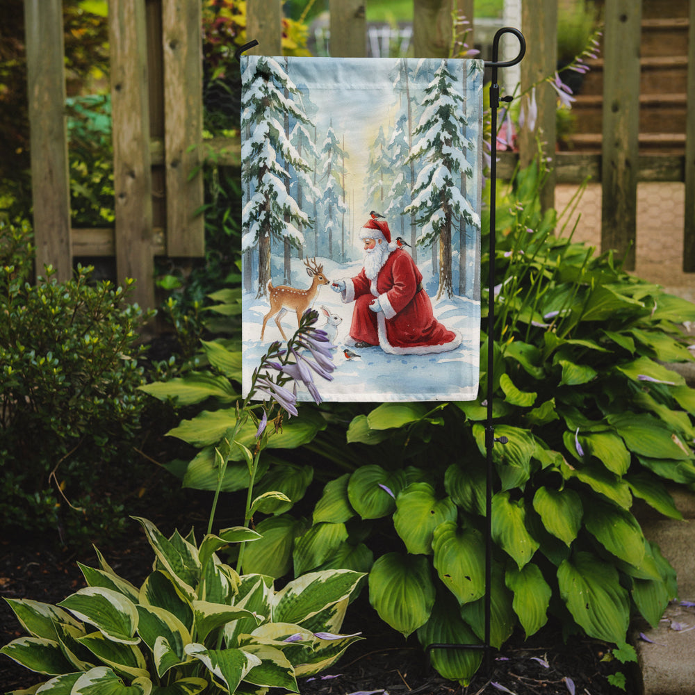 Santa Claus in the Forest with Wildlife Christmas Garden Flag Mailbox Decorative Yard Banner Outside Patio Artwork for Flower Beds, Garden Size, Multicolor