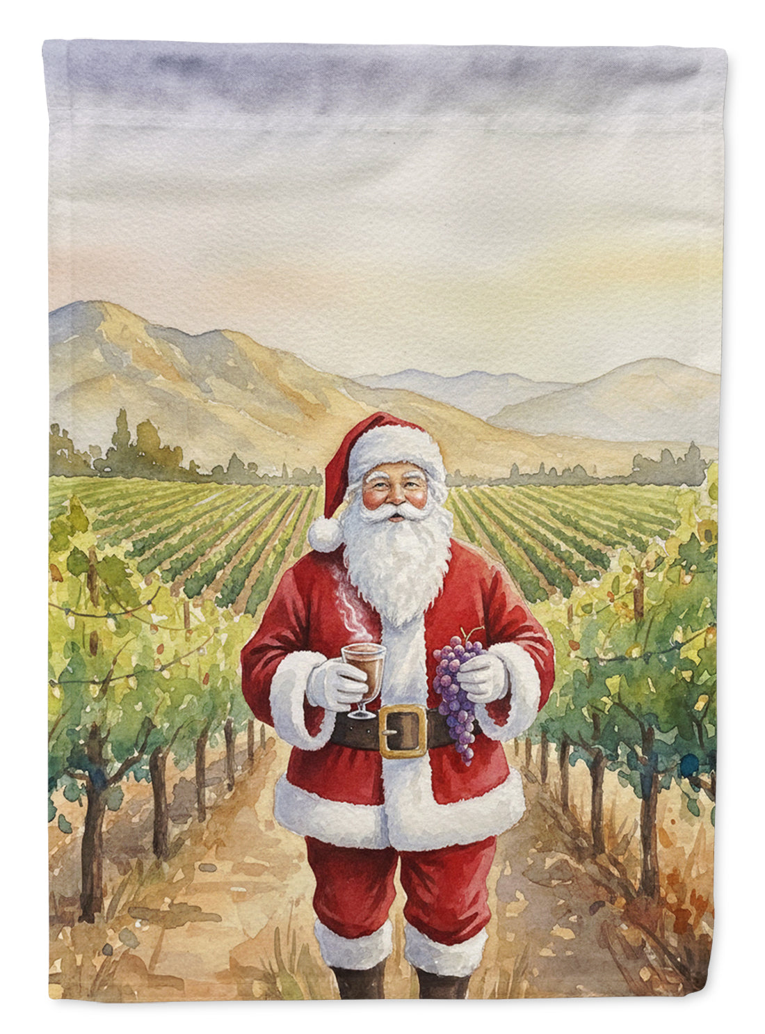 Santa Claus in the Vineyard Christmas Garden Flag Mailbox Decorative Yard Banner Outside Patio Artwork for Flower Beds, Garden Size, Multicolor