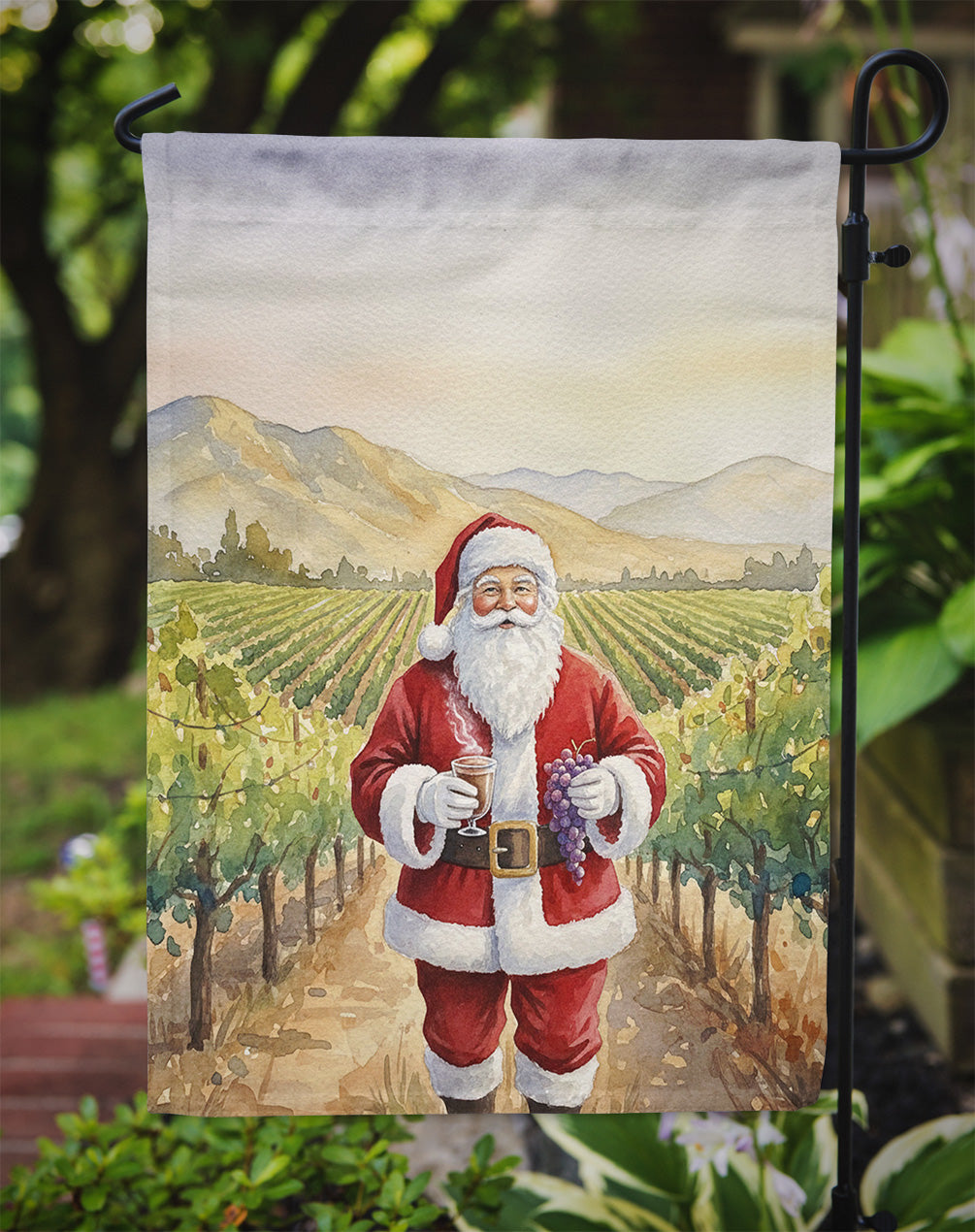 Santa Claus in the Vineyard Christmas Garden Flag Mailbox Decorative Yard Banner Outside Patio Artwork for Flower Beds, Garden Size, Multicolor