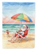 Santa Claus on the Beach Christmas House Flag 28x40 Porch Sleeve Pole Decorative Outside Yard Banner Artwork Wall Hanging, Polyester