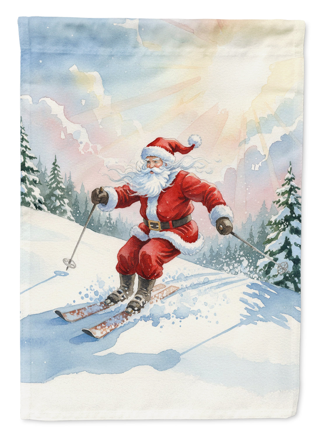 Santa Claus Skiing Downhill Christmas Garden Flag Mailbox Decorative Yard Banner Outside Patio Artwork for Flower Beds, Garden Size, Multicolor
