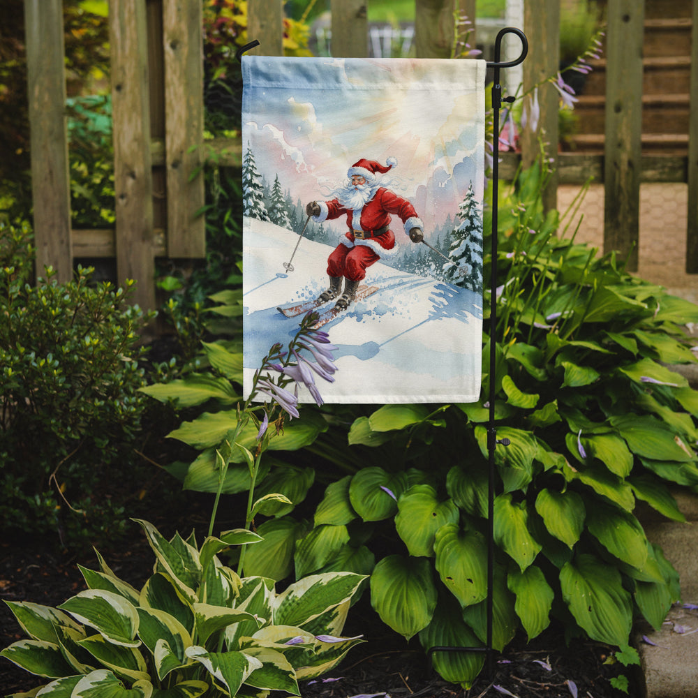 Santa Claus Skiing Downhill Christmas Garden Flag Mailbox Decorative Yard Banner Outside Patio Artwork for Flower Beds, Garden Size, Multicolor