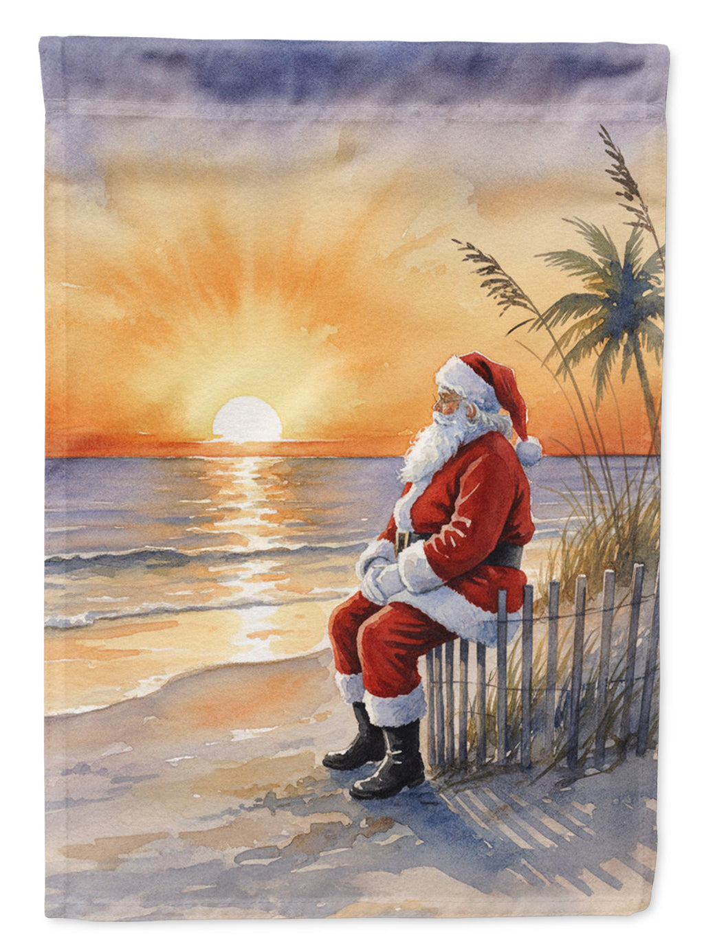 Santa Claus Watching the Sunset Christmas Garden Flag Mailbox Decorative Yard Banner Outside Patio Artwork for Flower Beds, Garden Size, Multicolor