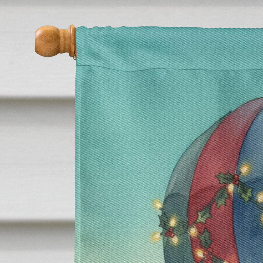 Santa Claus with a Hot-Air Balloon Christmas House Flag 28x40 Porch Sleeve Pole Decorative Outside Yard Banner Artwork Wall Hanging, Polyester
