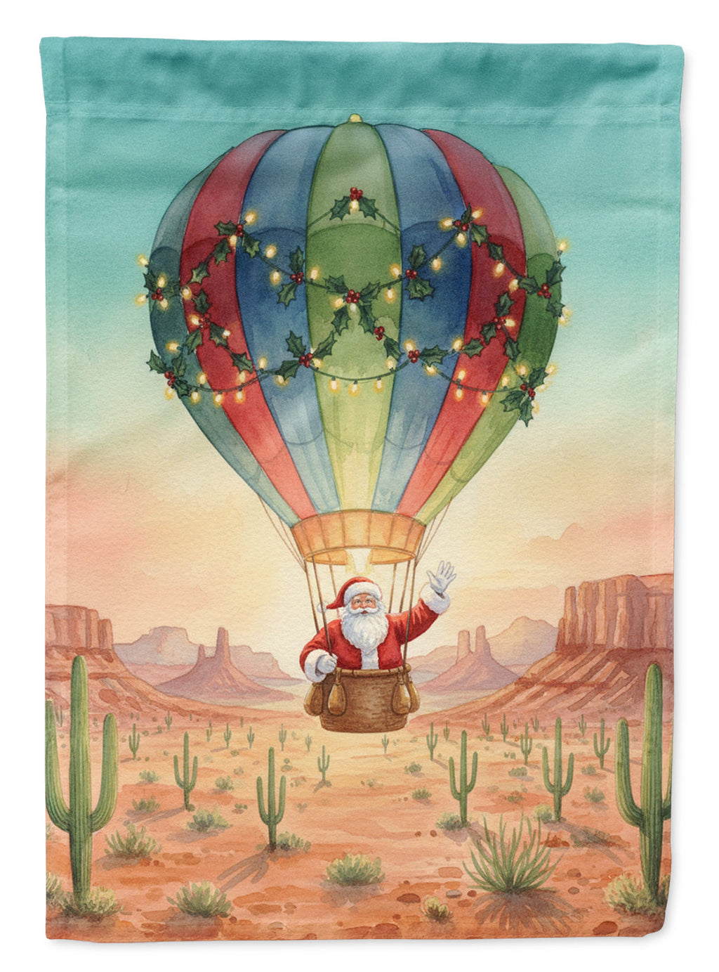 Santa Claus with a Hot-Air Balloon Christmas Garden Flag Mailbox Decorative Yard Banner Outside Patio Artwork for Flower Beds, Garden Size, Multicolor