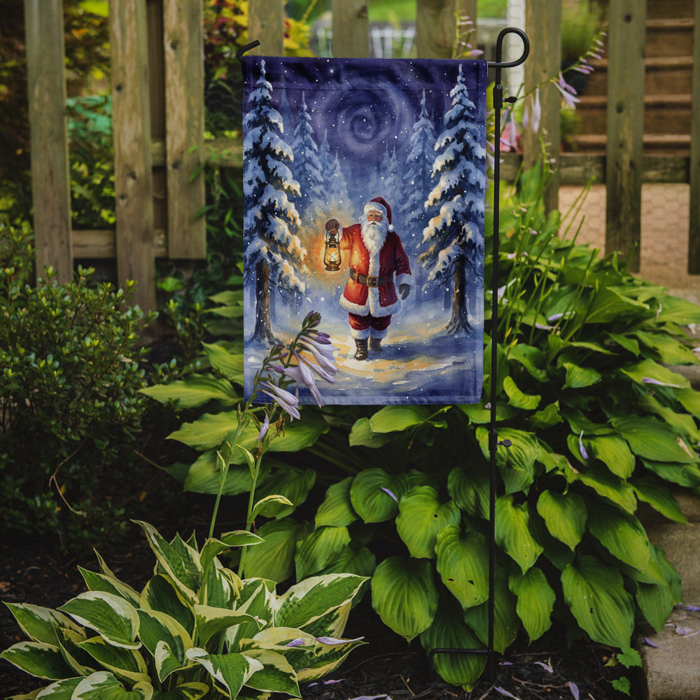 Santa Claus with a Lantern in the Woods Christmas Garden Flag Mailbox Decorative Yard Banner Outside Patio Artwork for Flower Beds, Garden Size, Multicolor