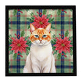 Flame Point Cat with Poinsettias Framed Metal Print Bathroom, Kitchen, Office, Home Decor Wall Art Ready to Hang, Square, 8X8