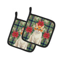 Flame Point Cat with Poinsettias Pot Holder Set of 2 Heat Resistant Quilted Hot Pads 7.5 x 7.5 Inch, Insulated Kitchen Trivets for Cooking & Baking