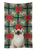 Ragdoll Seal Point Cat with Poinsettias Kitchen Towel Velour Plush Front and Cotton Loop Back Machine Washable