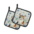 Calico Cat Coastal Sea Glass Pot Holder Set of 2 Heat Resistant Quilted Hot Pads 7.5 x 7.5 Inch, Insulated Kitchen Trivets for Cooking & Baking