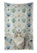 Dilute Tortoiseshell Cat Coastal Sea Glass Kitchen Towel Velour Plush Front and Cotton Loop Back Machine Washable