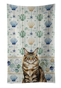 MaineCoon Brown Tabby Cat Coastal Sea Glass Kitchen Towel Velour Plush Front and Cotton Loop Back Machine Washable