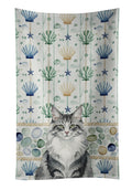 Norwegian Forest Cat Gray and White Cat Coastal Sea Glass Kitchen Towel Velour Plush Front and Cotton Loop Back Machine Washable