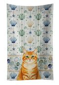Orange Classic Tabby Cat Coastal Sea Glass Kitchen Towel Velour Plush Front and Cotton Loop Back Machine Washable