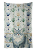 Persian Blue Cat Coastal Sea Glass Kitchen Towel Velour Plush Front and Cotton Loop Back Machine Washable