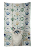 Ragdoll Blue Point Cat Coastal Sea Glass Kitchen Towel Velour Plush Front and Cotton Loop Back Machine Washable