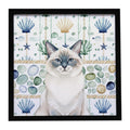 Ragdoll Blue Point Cat Coastal Sea Glass Framed Metal Print Bathroom, Kitchen, Office, Home Decor Wall Art Ready to Hang, Square, 8X8