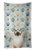 Ragdoll Seal Point Cat Coastal Sea Glass Kitchen Towel Velour Plush Front and Cotton Loop Back Machine Washable