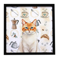 Flame Point Cat Coffee Time Framed Metal Print Bathroom, Kitchen, Office, Home Decor Wall Art Ready to Hang, Square, 8X8