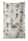 Ragdoll Blue Point Cat Coffee Time Kitchen Towel Velour Plush Front and Cotton Loop Back Machine Washable
