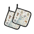 Solid White Cat Coffee Time Pot Holder Set of 2 Heat Resistant Quilted Hot Pads 7.5 x 7.5 Inch, Insulated Kitchen Trivets for Cooking & Baking