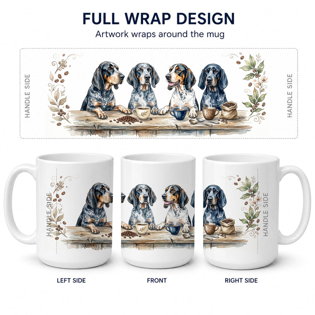 Bluetick Coonhounds Morning Coffee Ceramic Coffee Mug 15 oz Decorative Large C Handle Mug Cup for Tea, Cocoa Hot Chocolate