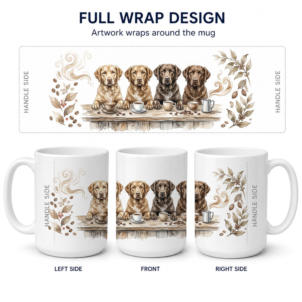 Chesapeake Bay Retrievers Morning Coffee Ceramic Coffee Mug 15 oz Decorative Large C Handle Mug Cup for Tea, Cocoa Hot Chocolate
