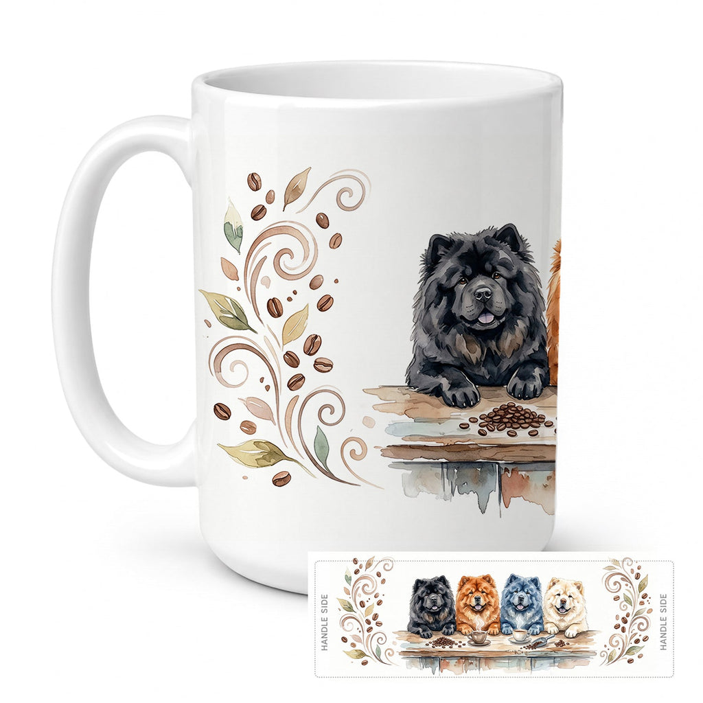 Chow Chows Morning Coffee Ceramic Coffee Mug 15 oz Decorative Large C Handle Mug Cup for Tea, Cocoa Hot Chocolate
