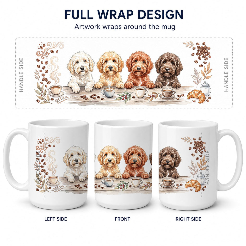 Goldendoodles Morning Coffee Ceramic Coffee Mug 15 oz Decorative Large C Handle Mug Cup for Tea, Cocoa Hot Chocolate