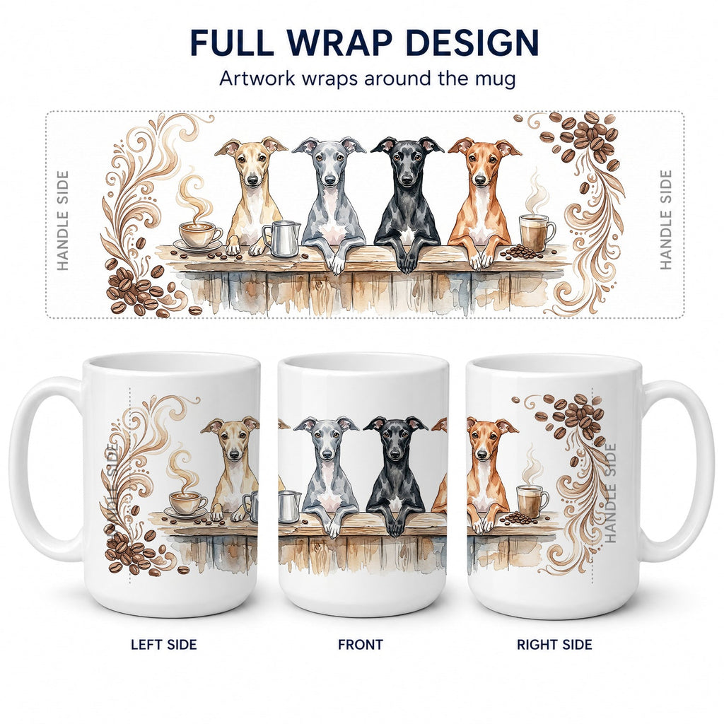Italian Greyhounds Morning Coffee Ceramic Coffee Mug 15 oz Decorative Large C Handle Mug Cup for Tea, Cocoa Hot Chocolate