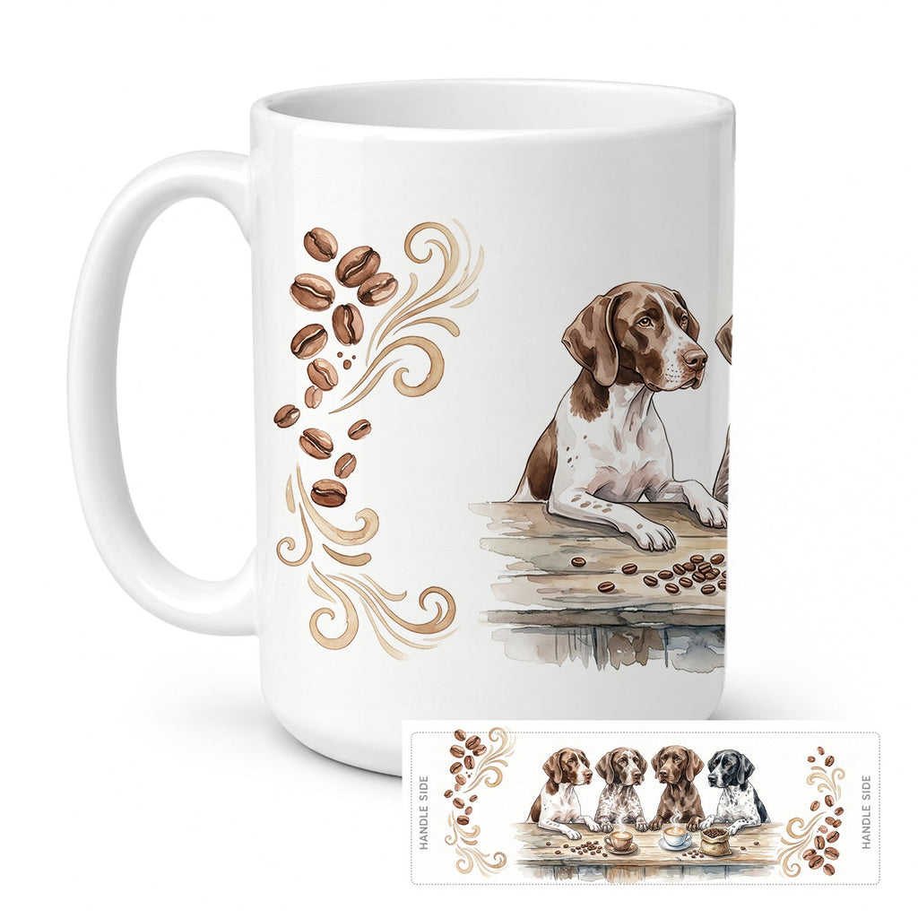 German Shorthaired Pointers Morning Coffee Ceramic Coffee Mug 15 oz Decorative Large C Handle Mug Cup for Tea, Cocoa Hot Chocolate