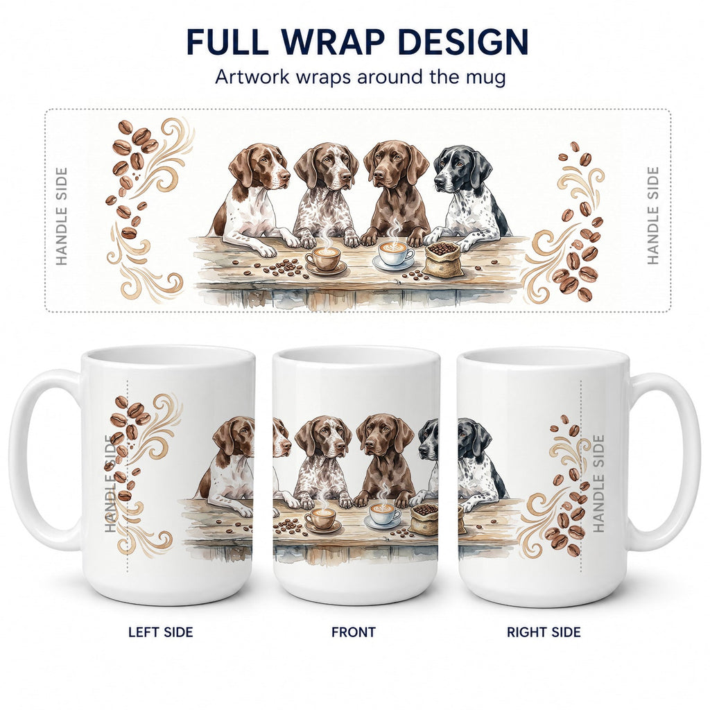 German Shorthaired Pointers Morning Coffee Ceramic Coffee Mug 15 oz Decorative Large C Handle Mug Cup for Tea, Cocoa Hot Chocolate
