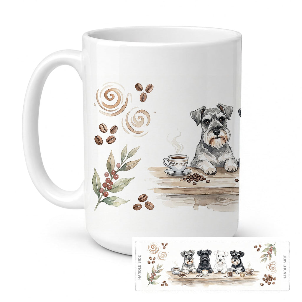 Miniature Schnauzers Morning Coffee Ceramic Coffee Mug 15 oz Decorative Large C Handle Mug Cup for Tea, Cocoa Hot Chocolate