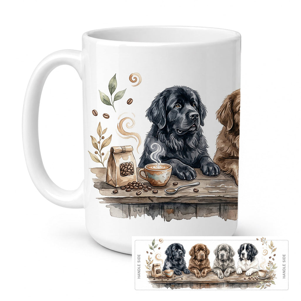 Newfoundlands Morning Coffee Ceramic Coffee Mug 15 oz Decorative Large C Handle Mug Cup for Tea, Cocoa Hot Chocolate