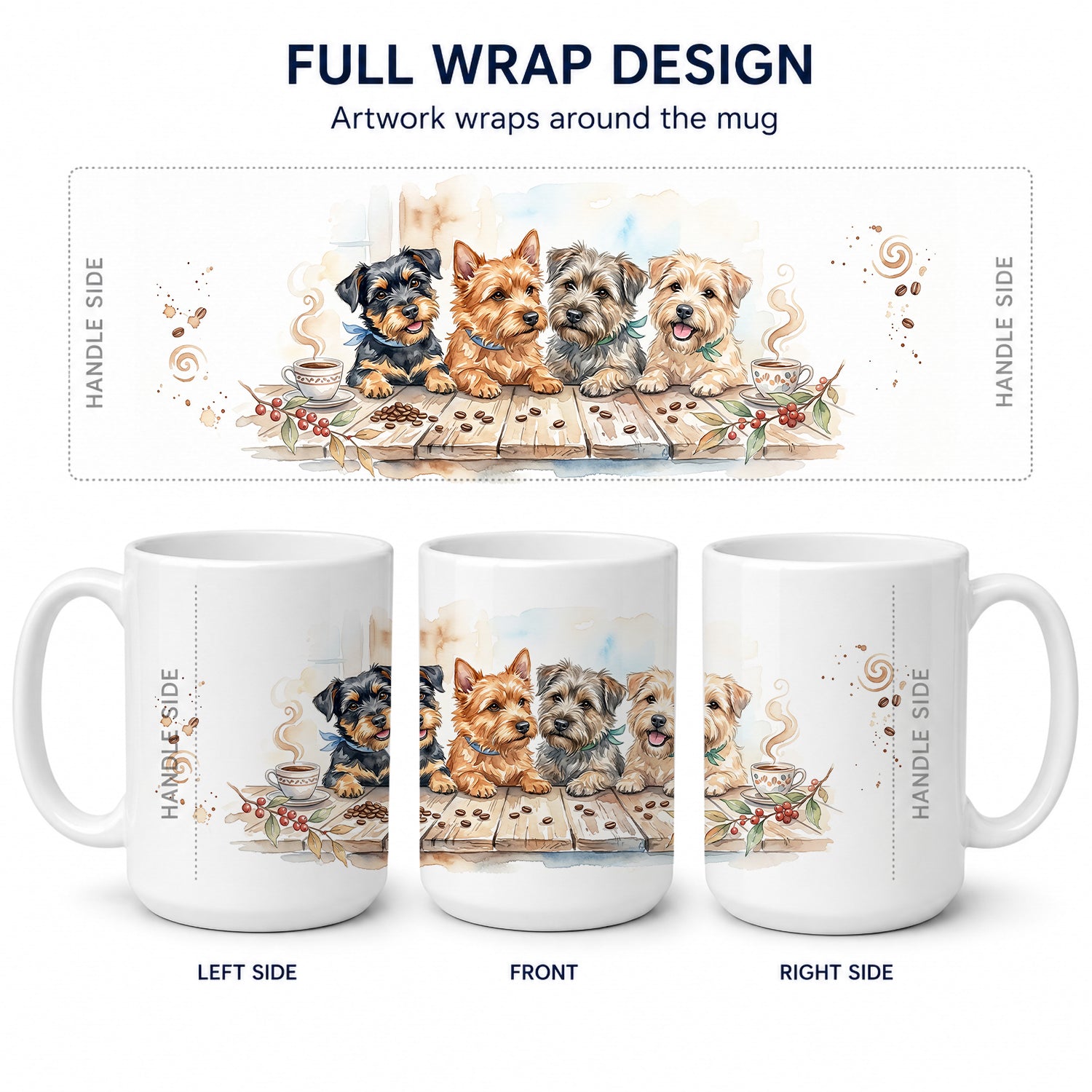 Norwich Terriers Morning Coffee Ceramic Coffee Mug 15 oz Decorative Large C Handle Mug Cup for Tea, Cocoa Hot Chocolate