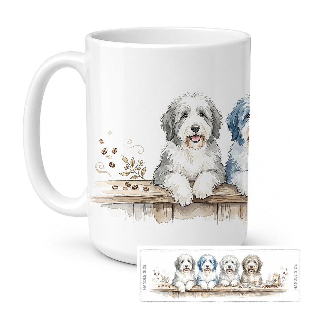 Old English Sheepdogs Morning Coffee Ceramic Coffee Mug 15 oz Decorative Large C Handle Mug Cup for Tea, Cocoa Hot Chocolate